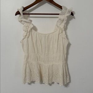 Old Navy Cream Ruffle Blouse Lace Top